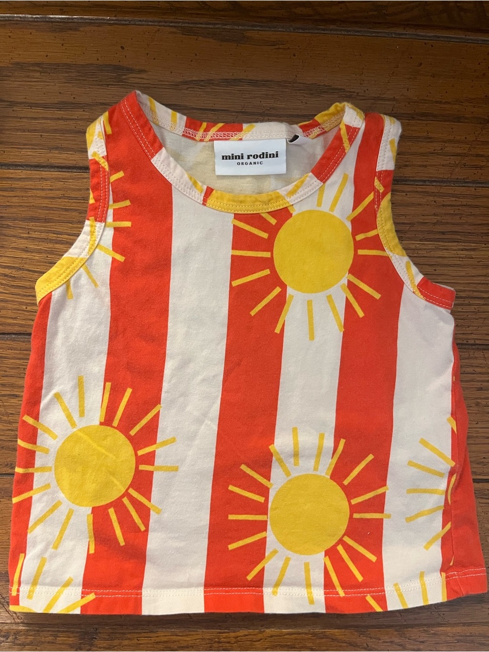 Mini Rodini Orange, Yellow & White Sun Stripe Tank Top